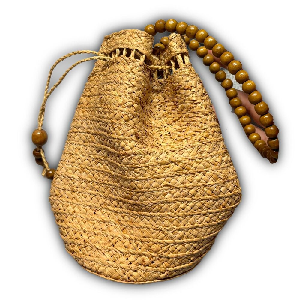 Boho Straw Beaded Crossbody Bag